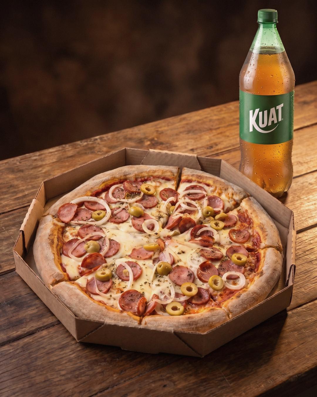 Pizza grande com Kuat 2 L